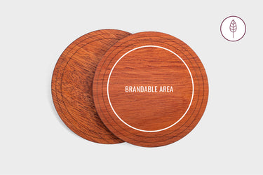 Wooden coasters with brandable surface, ideal for corporate gifting